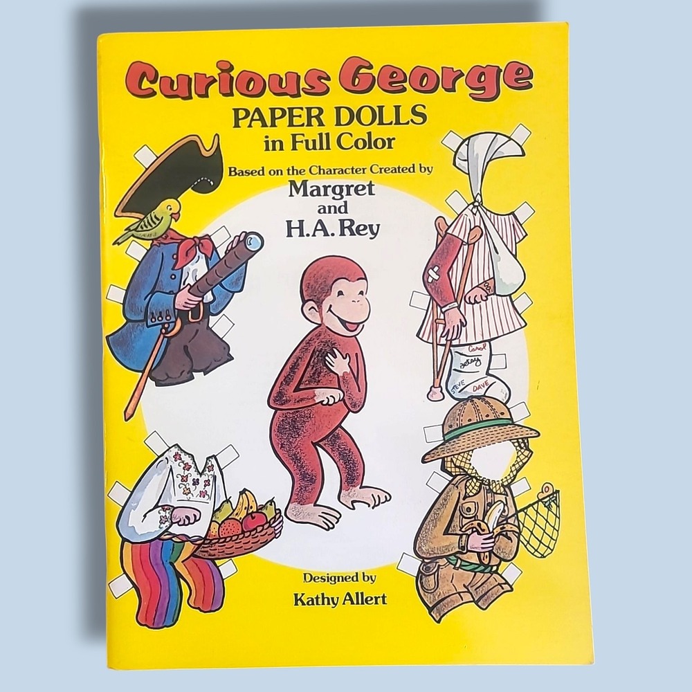 Curious George Paper Dolls Kathy Allert Full Color Uncut Book Margret H.A.‎ Rey